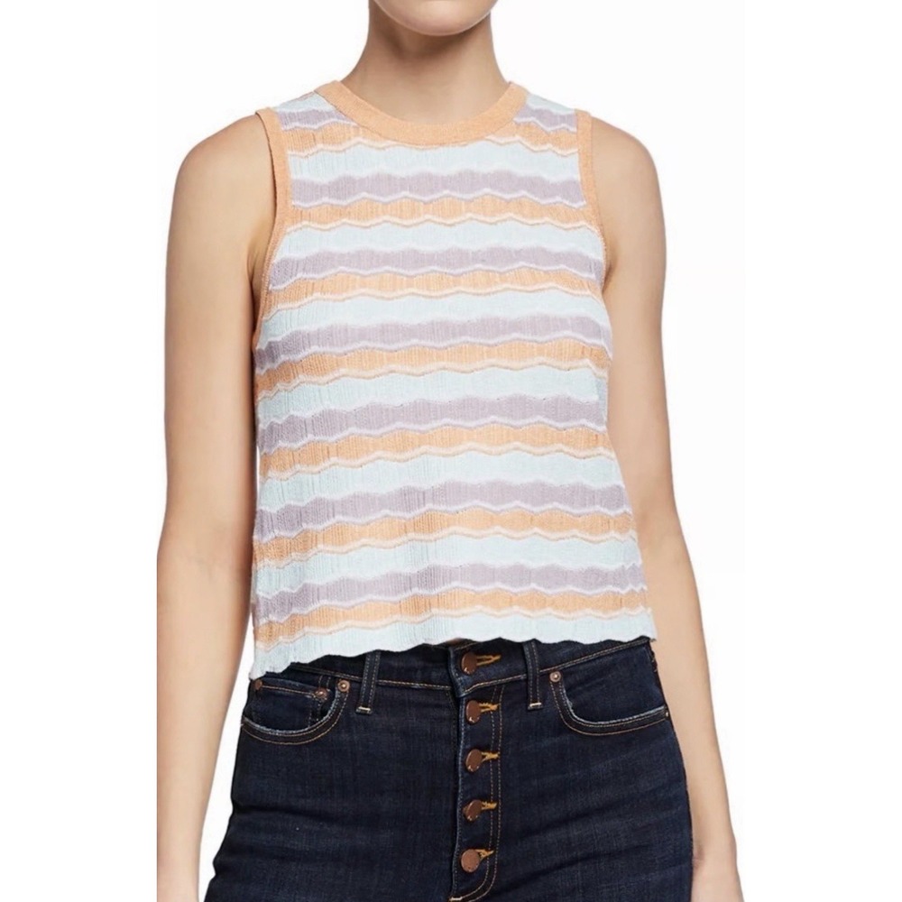 Alice + Olivia Pastel Stripe Antonella Sweater Top Sz XS Knit Sleeveless